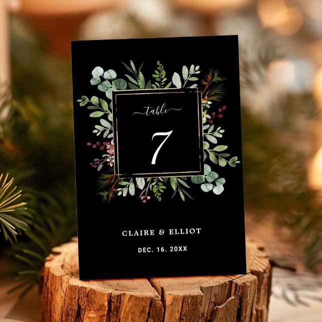 Tarjeta De Mesa Navidades de la vegetación botánica Boda negro de  (Subido por el creador)
