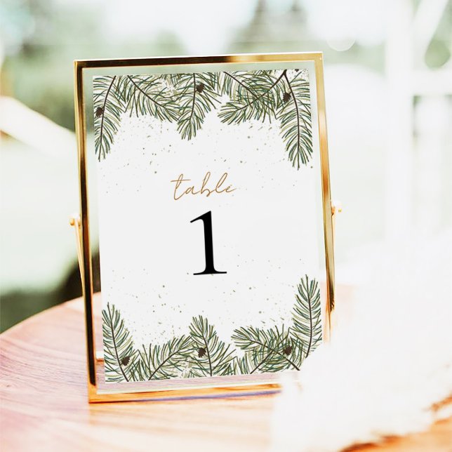 Tarjeta De Mesa Navidades de Pino y Oro Boda de Foliage (Subido por el creador)