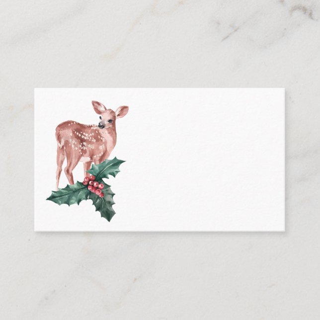 Tarjeta De Mesa Navidades de renos Boda rojo invernal deer floral (Anverso)