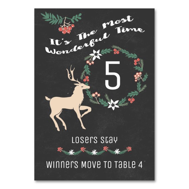 Tarjeta De Mesa Navidades de vacaciones de Bunco Tabla 5 Número de (Anverso)