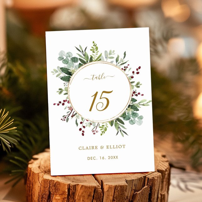 Tarjeta De Mesa Navidades de Verdor Botánico Boda de Oro Feriado (Subido por el creador)