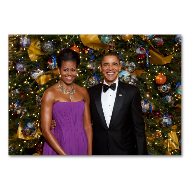 Tarjeta De Mesa Navidades del presidente Barack Obama y Michelle (Anverso)