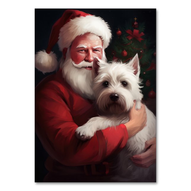 Tarjeta De Mesa Navidades del West Highland White Terrier Santa Cl (Anverso)