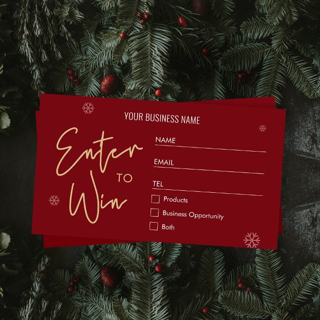 Tarjeta De Mesa Navidades entran para ganar el boleto con el logo  (Add the finishing touch to your raffle with these festive enter to win tickets)