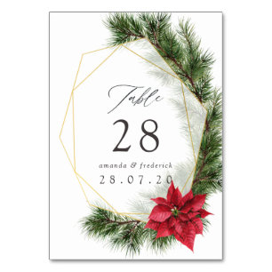 Tarjeta De Mesa Navidades florales de acuarela Boda geométrico