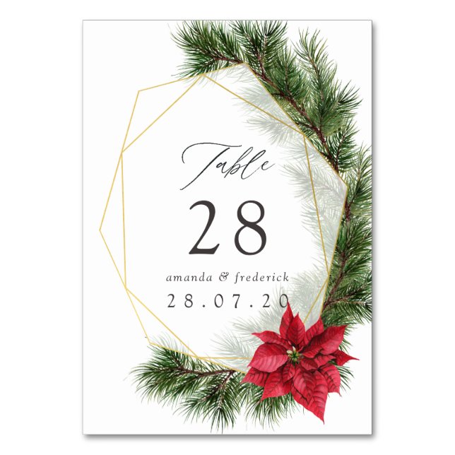 Tarjeta De Mesa Navidades florales de acuarela Boda geométrico (Anverso)