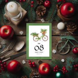 Tarjeta De Mesa Navidades Manzanas y Pinas Bicicletas Boda de Invi