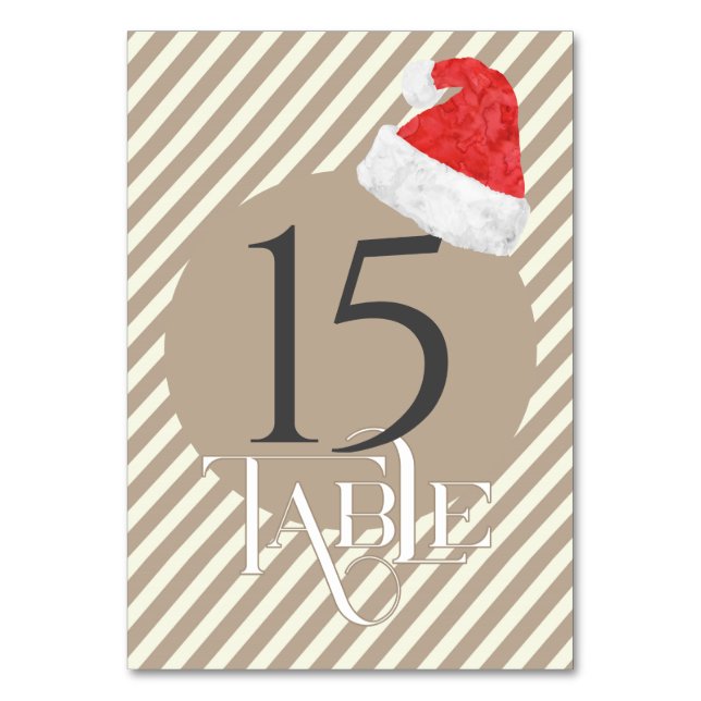 Tarjeta De Mesa Navidades modernos divertidos Boda con Red Santa H (Anverso)