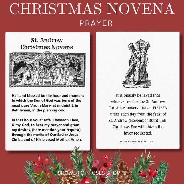 Tarjeta De Mesa Navidades Natividad St Andrew Novena Prayer Holy (Subido por el creador)