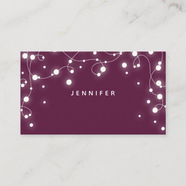 Tarjeta De Mesa Navidades personalizado Plum Sparkling Lights (Anverso)