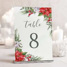 Tarjeta De Mesa Navidades Poinsettia Winter Greenering Botánico