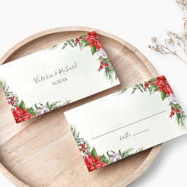 Tarjeta De Mesa Navidades Poinsettia Winter Greenery Boda