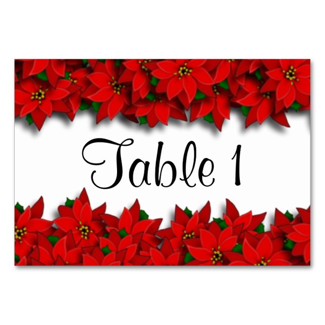 Tarjeta De Mesa Navidades Poinsettias (Anverso)