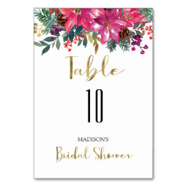 Tarjeta De Mesa Navidades rosados de Poinsettia