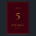 Tarjeta De Mesa Navidades simples y elegantes | Número de tabla ro<br><div class="desc">Estos Navidades simples y elegantes | el número de la mesa roja es perfecto para su minimalista boda de invierno. La caligrafía clásica de lujo dorado, junto con el fondo rojo tradicional, bordeada por un marco mínimo, completan el ambiente colorido de las vacaciones que buscas. Puedes personalizar con tus propias...</div>