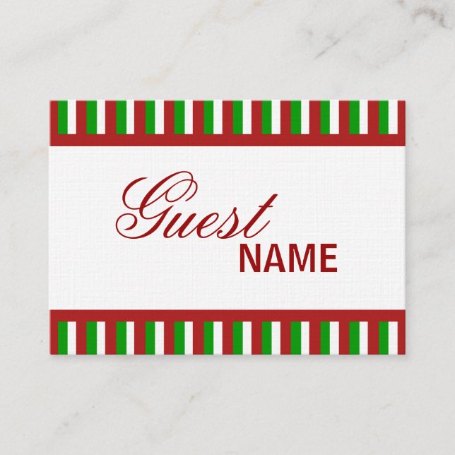 Tarjeta De Mesa Navidades Stripes Red Dinner Place Card (Anverso)