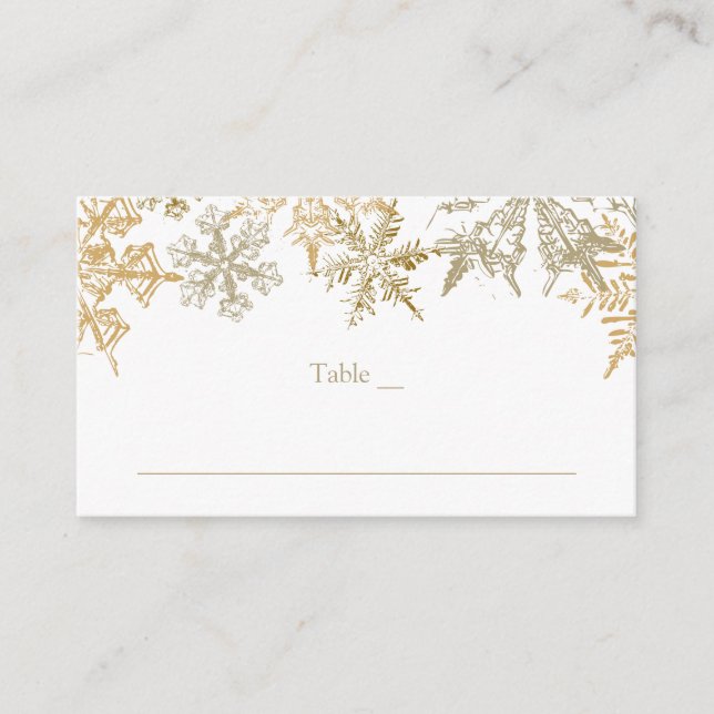 Tarjeta De Mesa Navidades Tema Copos de nieve Noche elegante Boda (Anverso)