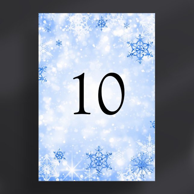 Tarjeta De Mesa Navidades Wonder Holiday Blue (Winter Wonder Christmas Holiday Blue Table Number)