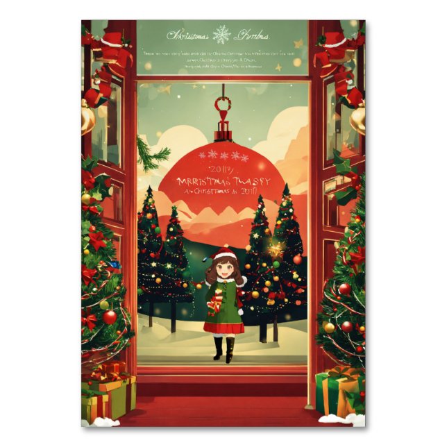 Tarjeta de mesa navideña Merry (Reverso)