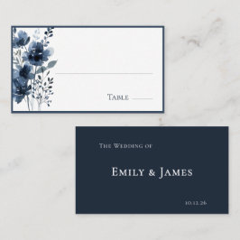 Tarjeta De Mesa Navy Blue Botanical Wedding