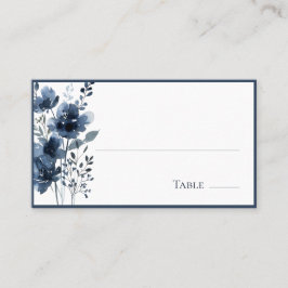 Tarjeta De Mesa Navy Blue Botanical Wedding