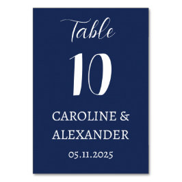 Tarjeta De Mesa Navy Blue Elegant Moderno Boda simple