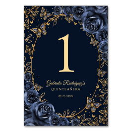 Tarjeta De Mesa Navy Gold Quinceanera