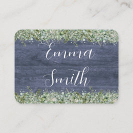 Tarjeta De Mesa Navy Wood Eucalyptus Wedding Place Cards | Rustic