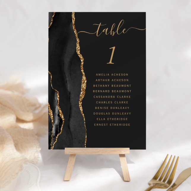Tarjeta De Mesa Negra Agate Gold Boda Número de tabla (Subido por el creador)