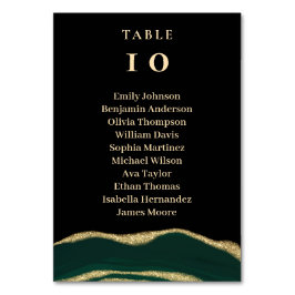 Tarjeta de mesa negra de gema de gema verde