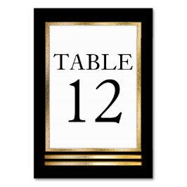 Tarjeta De Mesa Negra | Tono dorado | Blanco Moderno Sencillo Eleg