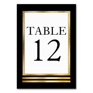 Tarjeta De Mesa Negra Tono dorado Blanco Moderno Sencillo Eleg