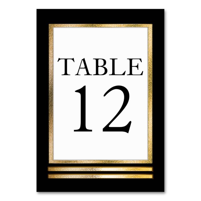 Tarjeta De Mesa Negra | Tono dorado | Blanco Moderno Sencillo Eleg (Anverso)