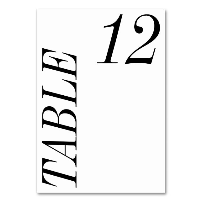 Tarjeta De Mesa Negrita Boda blanco negro contemporáneo mínimo (Anverso)