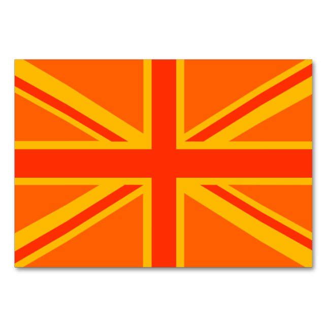 Tarjeta De Mesa Negrita Naranja Unión Jack Bandera Británica (Anverso)