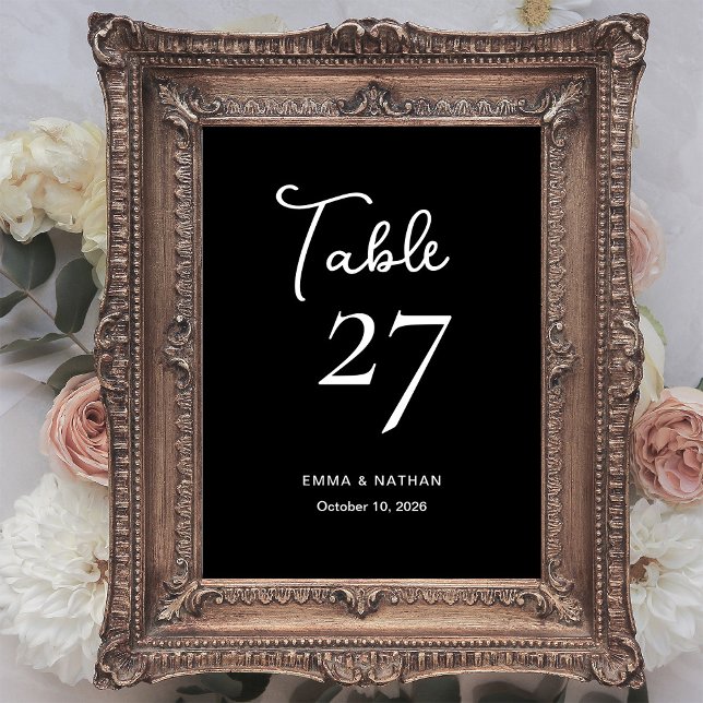 Tarjeta De Mesa Negro dulce y caprichoso | BODA (Elegant black wedding table number cards)
