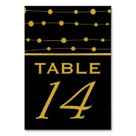 Tarjeta De Mesa Negro, perlas de Relieve metalizado dorado número