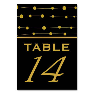 Tarjeta De Mesa Negro, perlas de Relieve metalizado dorado número
