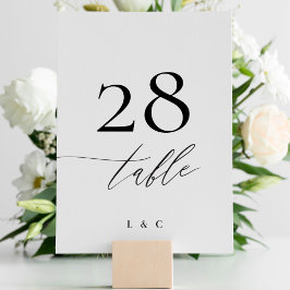 Tarjeta De Mesa Negro sobre caligrafía blanca Boda moderno
