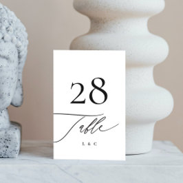 Tarjeta De Mesa Negro sobre caligrafía blanca Boda moderno