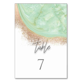 Tarjeta De Mesa Neo menta rosegold mármol agate caliligrafía elega