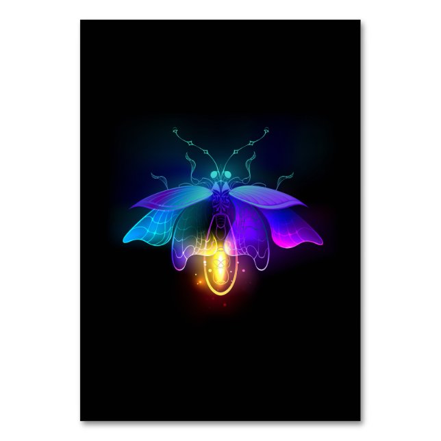 Tarjeta De Mesa Neon Firefly en negro (Anverso)