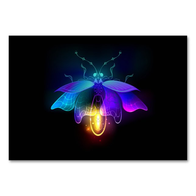Tarjeta De Mesa Neon Firefly en negro (Anverso)