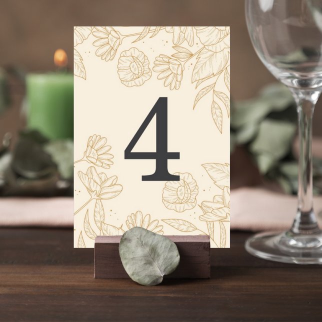 Tarjeta De Mesa Neutral Floral Wedding Table Number Card (Subido por el creador)
