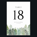 Tarjeta De Mesa Nieve en caída en la evergreen Forest Winter Weddi<br><div class="desc">Añada un toque de invierno tranquilo a su evento con esta tarjeta de número de la mesa de acuarela, que incluye un bosque de nieve de siempre verde y una suave caída de la nieve. Ideal para bodas de invierno, banquetes de vacaciones y celebraciones de temporada. Personaliza cada tarjeta con...</div>