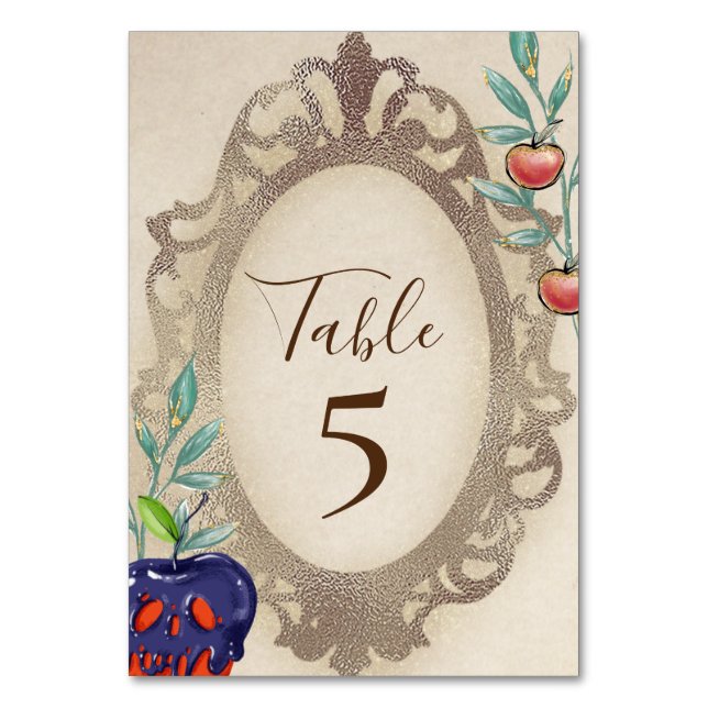 Tarjeta De Mesa Nieve Espejo Blanco Espejo encantado cuento de had (Anverso)