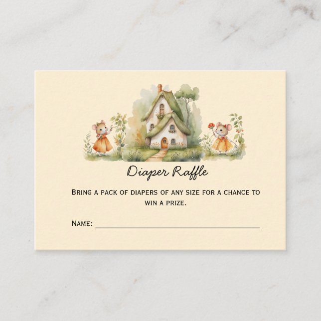 Tarjeta De Mesa Niña pequeña ratona Baby Shower Diaper Raffle (Anverso)