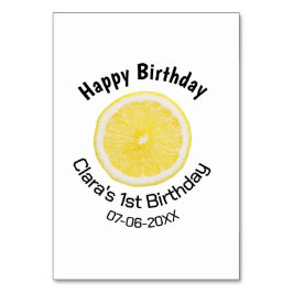 Tarjeta De Mesa Niños de primer cumpleaños limón de nacimiento agr