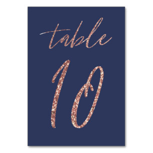 Tarjeta De Mesa No. 10 - Oro subió purpurina atractivo y boda azul