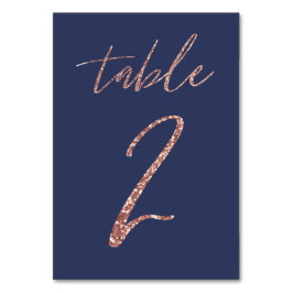 Tarjeta De Mesa No, 2 - Boda Glam Glitter Rosa Dorado y Azul